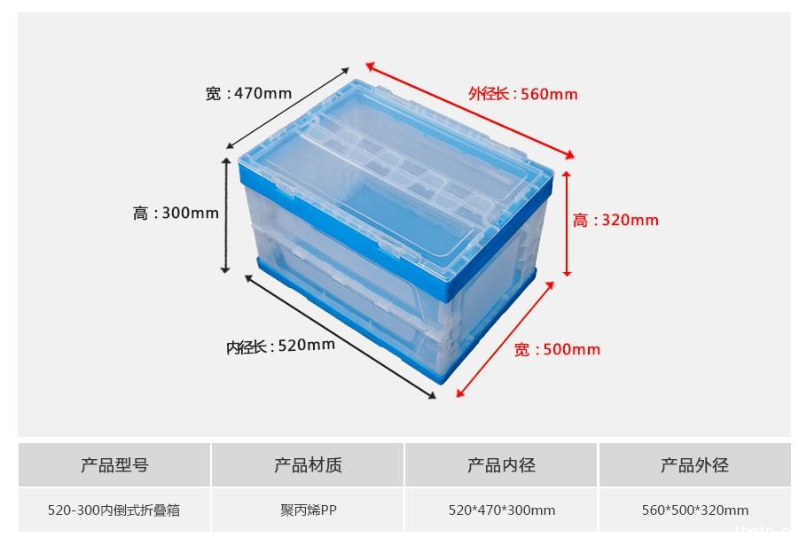 星空电竞综合登录入口520-300塑料内倒式折叠周转箱透明款